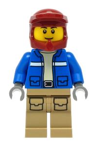 Preowned LEGO® Minifigure – Town cty1295 Wildlife Rescue Explorer Male Blue Jacket Dark Red