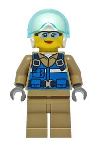 Preowned LEGO® Minifigure – Town cty1296 Wildlife Rescue Pilot Female Blue Vest White Helme