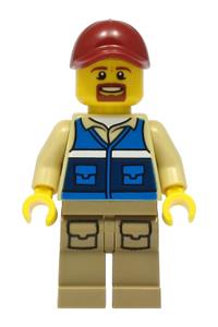 Preowned LEGO® Minifigure – Town cty1298 Wildlife Rescue Worker Male Dark Red Cap Blue Vest