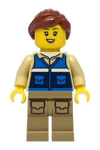 Preowned LEGO® Minifigure – Town cty1300 Wildlife Rescue Worker Female Blue Vest w/RESCUE P