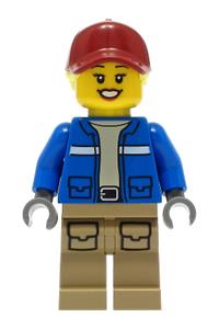Preowned LEGO® Minifigure – Town cty1305 Wildlife Rescue Explorer Female Blue Jacket Dark T