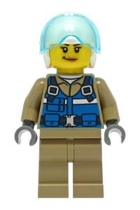 Preowned LEGO® Minifigure – Town cty1307 Wildlife Rescue Pilot Female Blue Vest White Helme