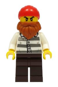 Preowned LEGO® Minifigure – Town cty1310 Police Jail Prisoner 86753 Prison Stripes Dark Bro