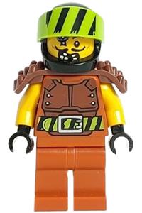 Preowned LEGO® Minifigure – Town cty1318 Wallop Stuntz Driver Reddish Brown Spiked Shoulder