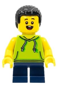 Preowned LEGO® Minifigure – Town cty1323 Child Boy Lime Hoodie Dark Blue Short Legs Black C