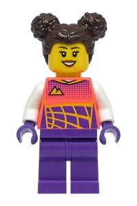 Preowned LEGO® Minifigure – Town cty1331 Stuntz Driver Female Coral Racing Shirt w/White Ar