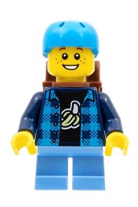 Preowned LEGO® Minifigure – Town cty1332 Skateboarder Boy Banana Shirt Dark Azure Helmet Ba