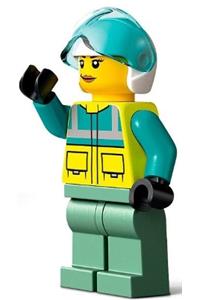 Preowned LEGO® Minifigure – Town cty1335 Rescue Helicopter Pilot Female Dark Turquoise and