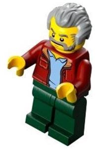 Preowned LEGO® Minifigure – Town cty1336 Man Dark Red Jacket w/Bright Light Blue Shirt Dark