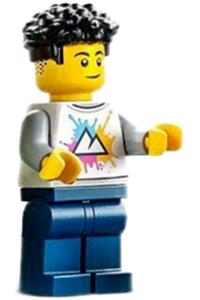 Preowned LEGO® Minifigure – Town cty1340 Hospital Visitor Male White Shirt w/Mountains Logo