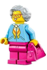 Preowned LEGO® Minifigure – Town cty1342 Woman Bright Light Blue Jacket Magenta Legs Light
