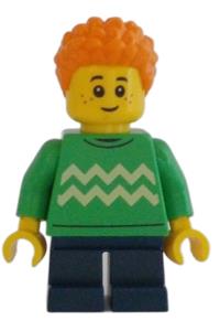 Preowned LEGO® Minifigure – Town cty1343 Child Boy Bright Green Sweater w/Bright Light Yell