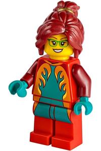 Preowned LEGO® Minifigure – Town cty1351 Freya McCloud Stuntz Driver Dark Red Jumpsuit w/Da
