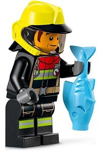 Preowned LEGO® Minifigure – Town cty1362 Fire Male Black Jacket and Legs w/Reflective Strip