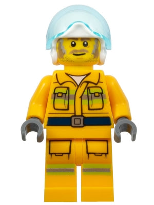 Preowned LEGO® Minifigure – Town cty1369 Fire Reflective Stripes Bright Light Orange Suit W