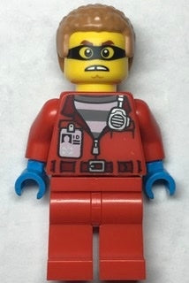 Preowned LEGO® Minifigure – Town cty1377 Police Crook Hacksaw Hank Red Jacket w/Prison Shir