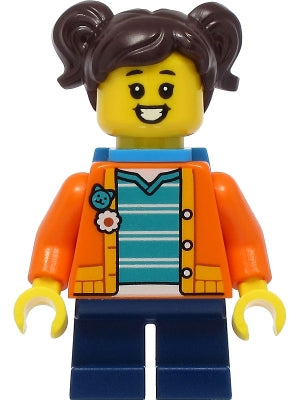 Preowned LEGO® Minifigure – Town cty1390 Madison (Maddy) Orange Jacket Dark Azure Backpack