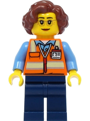 Preowned LEGO® Minifigure – Town cty1396 School Bus Driver Female Orange Safety Vest w/Refl