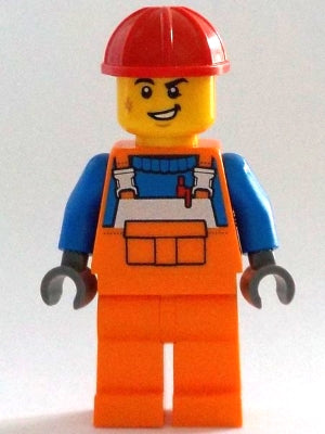Preowned LEGO® Minifigure – Town cty1403 Construction Worker Male Orange Overalls w/Reflect