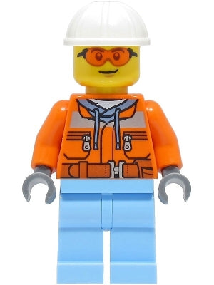 Preowned LEGO® Minifigure – Town cty1404 Construction Worker Male Orange Safety Jacket Refl
