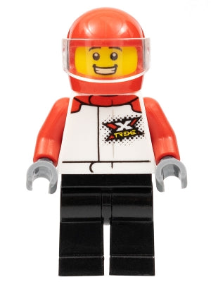 Preowned LEGO® Minifigure – Town cty1419 Motorcycle Driver Red Helmet Black Legs Red Arms