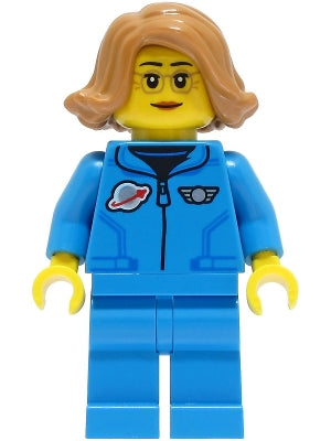 Preowned LEGO® Minifigure – Town cty1422 Lunar Research Astronaut Female Dark Azure Jumpsui