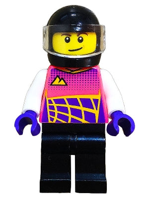 Preowned LEGO® Minifigure – Town cty1432 Go-Kart Racer Coral Racing Suit Black Helmet and L