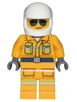 Preowned LEGO® Minifigure – Town cty1433 Fire Reflective Stripes Bright Light Orange Suit W