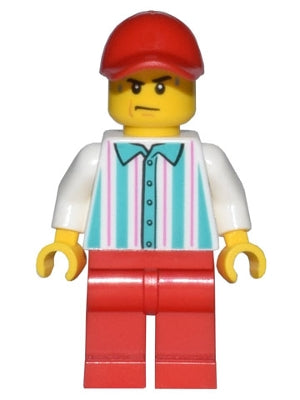 Preowned LEGO® Minifigure – Town cty1434 Hot Dog Vendor Red Legs and Cap Sweat Drops