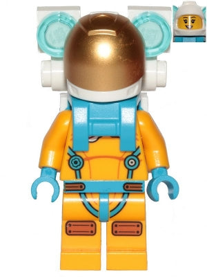 Preowned LEGO® Minifigure – Town cty1436 Lunar Research Astronaut Female Bright Light Orang
