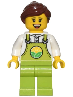 Preowned LEGO® Minifigure – Town cty1437 Farmer Female Lime Overalls over White Shirt Lime