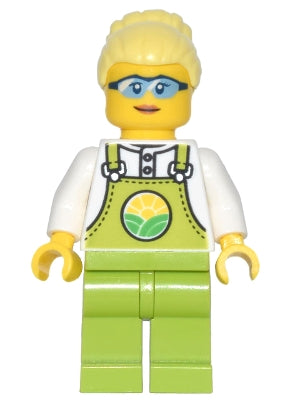 Preowned LEGO® Minifigure – Town cty1441 Farmer Peach Lime Overalls over White Shirt Lime L