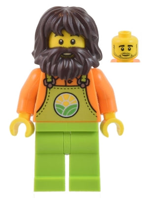 Preowned LEGO® Minifigure – Town cty1442 Farmer Male Lime Overalls over Orange Shirt Lime L