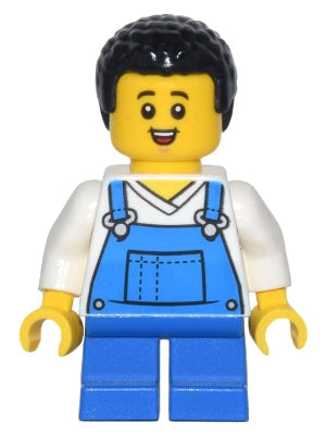 Preowned LEGO® Minifigure – Town cty1443 Child Boy Blue Overalls over V-Neck Shirt Blue Sho