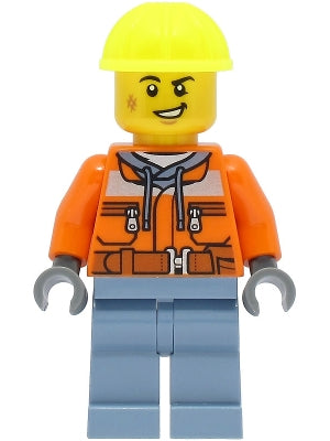 Preowned LEGO® Minifigure – Town cty1465 Train Worker Male Orange Safety Jacket Sand Blue L
