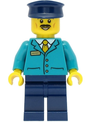 Preowned LEGO® Minifigure – Town cty1471 Train Driver Male Dark Turquoise Shirt Dark Blue L