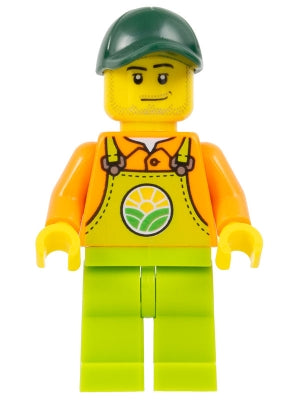 Preowned LEGO® Minifigure – Town cty1478 Farmer Male Lime Overalls over Orange Shirt Lime L