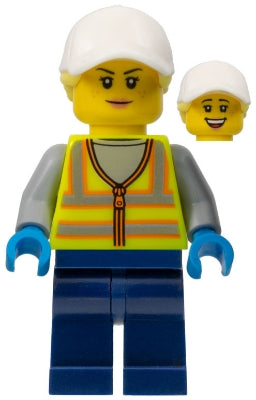 Preowned LEGO® Minifigure – Town cty1483 Forklift Driver Female Neon Yellow Safety Vest Dar