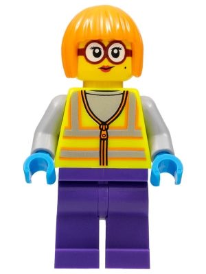 Preowned LEGO® Minifigure – Town cty1486 Shirley Keeper Neon Yellow Safety Vest