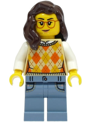 LEGO® Minifigure Town cty1492 Passenger Female Tan Knit Argyle Sweater Vest Sand