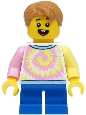 Preowned LEGO® Minifigure – Town cty1493 Boy White Shirt w/Swirl Blue Short Legs Medium Nou