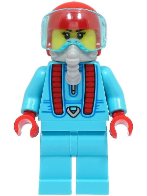 Preowned LEGO® Minifigure – Town cty1496 Stuntz Driver Female Medium Azure Jumpsuit and Leg
