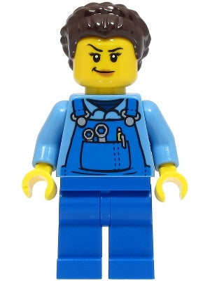 LEGO® Minifigure Town cty1500 Stuntz Crew Female Blue Overalls over Medium Blue