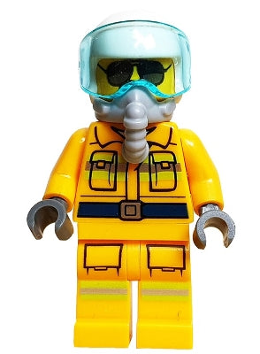 Preowned LEGO® Minifigure – Town cty1502 Fire Reflective Stripes Bright Light Orange Suit W