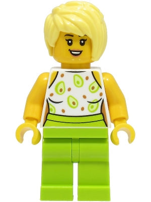 Preowned LEGO® Minifigure – Town cty1507 Sandwich Shop Customer Female White Top Lime Legs