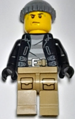 LEGO® Minifigure Town cty1511 Police City Bandit Crook Black Leather Jacket Dark