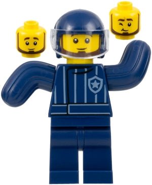 Preowned LEGO® Minifigure – Town cty1526 Police Dog Trainer Dark Blue Helmet Bite Suit