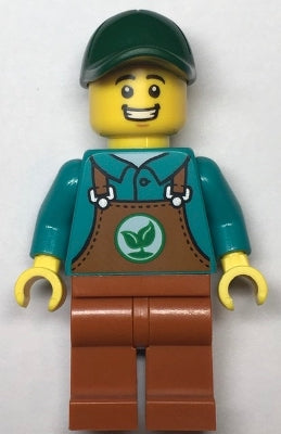 Preowned LEGO® Minifigure – Town cty1535 Gardener Male Dark Orange Overalls over Dark Turqu