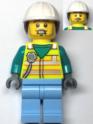 Preowned LEGO® Minifigure – Town cty1547 Utility Worker Male Neon Yellow Safety Vest w/Radi
