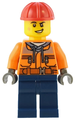 Preowned LEGO® Minifigure – Town cty1553 Construction Worker Male Orange Safety Jacket Refl
